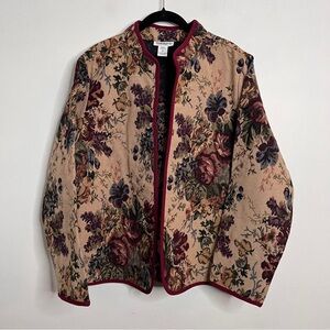 Serengeti Floral Tapestry Open Front Jacket Women's XL Artsy